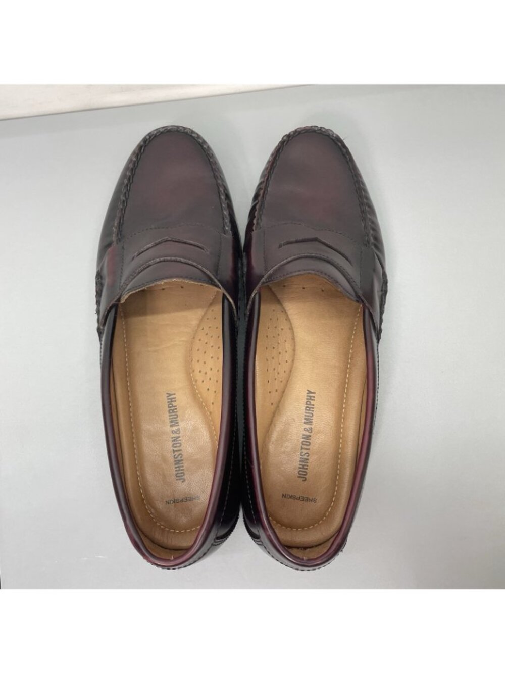 Johnston & Murphy Hayes Penny Loafers Shoes Comfort Leather Burgundy Mens 12 - Picture 10 of 14
